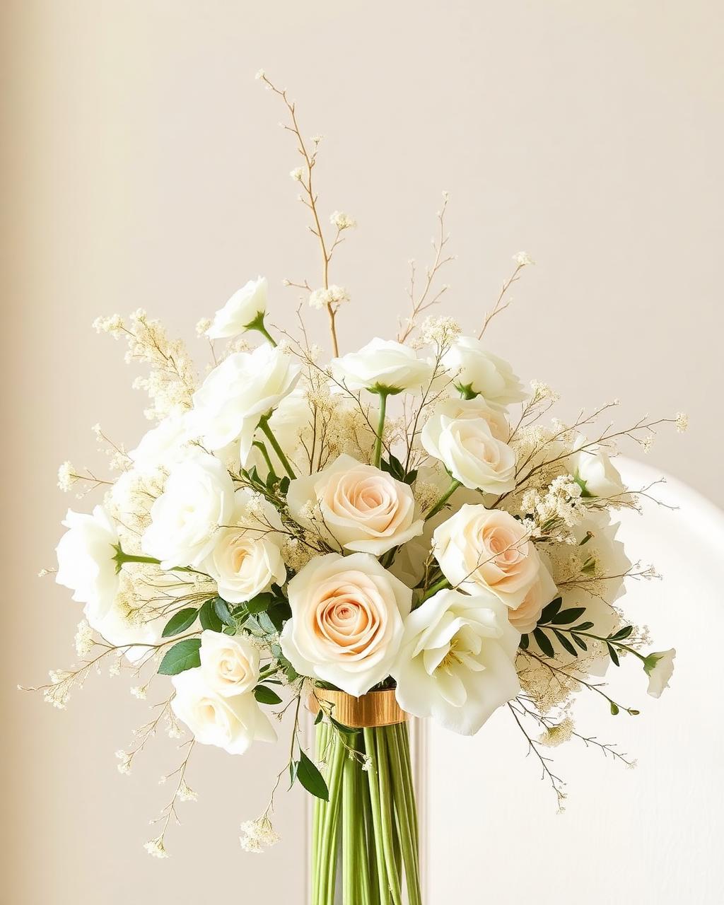 Draped ivory silk backdrop with soft florals