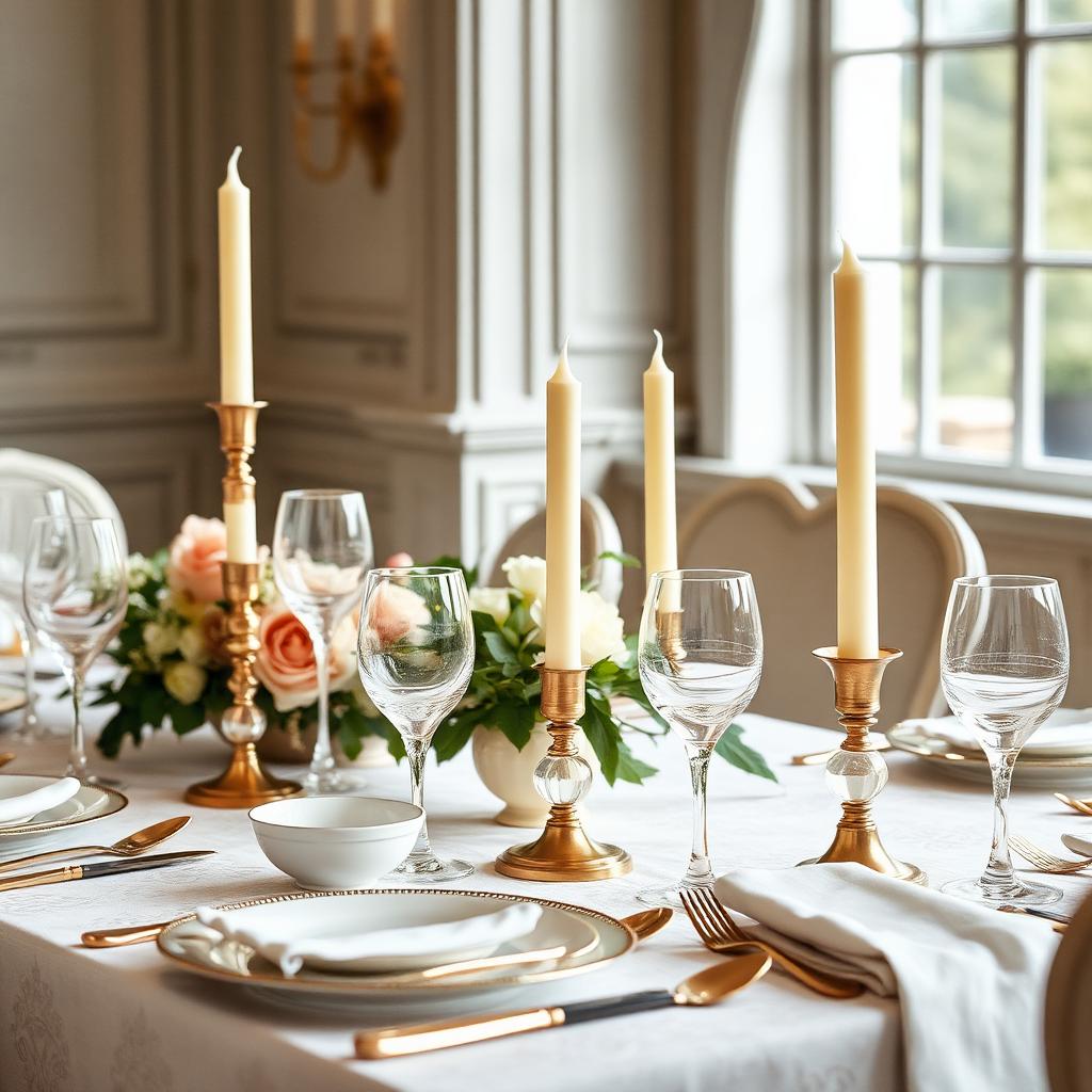 Soft candlelight over a styled dinner setting
